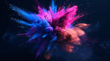 Aufkleber - A dynamic burst of colorful powder against a dark background