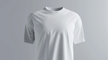 White men's T-shirt on a gray background. Mockup. Generated AI