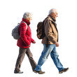 © nsit0108 - Elderly couple in warm clothing walking together, isolated on transparent background