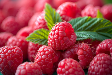 Wall Mural - freshly picked raspberries in a plate on the background of raspberry bushes. photos with a shallow depth of field and space for text