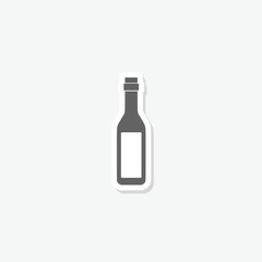 Poster - Wine bottle with glass icon sticker isolated on gray background