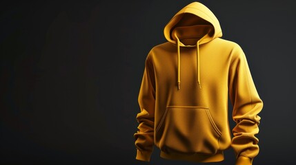 Wall Mural - Yellow Hoodie on Dark Background, Generative AI