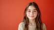 © The 2R Artificiality - Smiling teenage girl portrait with copy space isolated on studio background