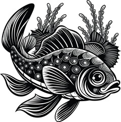 Wall Mural - fish on a black background