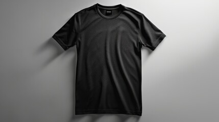 Wall Mural - Black T-Shirt on a Gray Background, Generative AI
