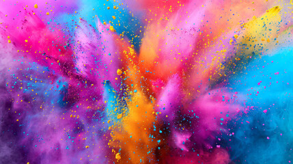 Aufkleber - High-resolution image of colorful powder exploding, creating a dynamic and vivid abstract background