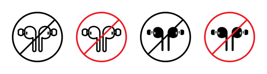 Wall Mural - No Earbuds Allowed Sign for Safety Regulations and Noise Control