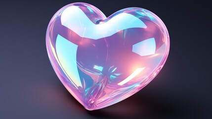 holographic heart icon symbo stylized rainbow iridescent opalescent