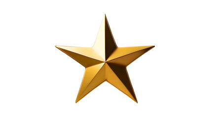 Wall Mural - golden star isolated on white background. shiny metallic 3d star ornament. luxury holiday or celebra