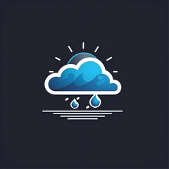 Sticker - blue cluod with rain drops, weather icon isolated on black background, vector ready for design 