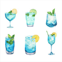 a set of four different kinds of cocktails