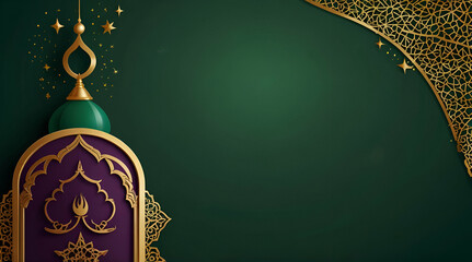 Ramadan kareem greeting banner template vector with red and gold colours,Generative.Ai
