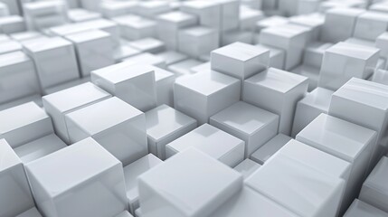 Poster - Modern 3D white cubic abstract background with a clean, minimalist design. Perfect for digital art, contemporary designs, and stylish wallpapers.