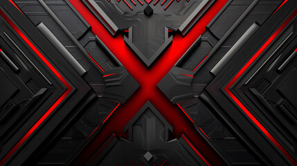 Aufkleber - Abstract technology-themed background with a striking red x and black textures