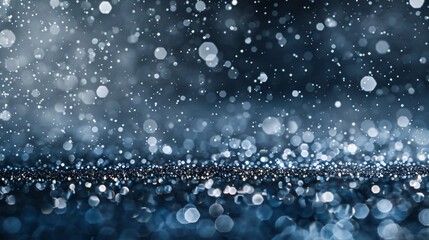 Poster - Abstract shot of raindrops with glittering bokeh on a blue backdrop