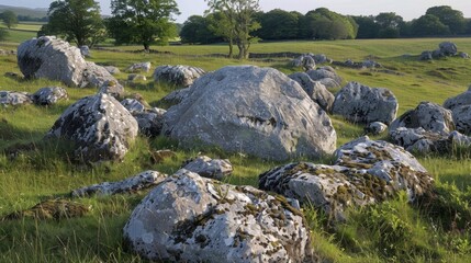 Wall Mural - a field of limestone boulders each one unique in its shape and texture.