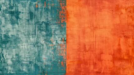 Wall Mural - a striking contrast of fiery orange and cooler tranquil shades of blue and green.