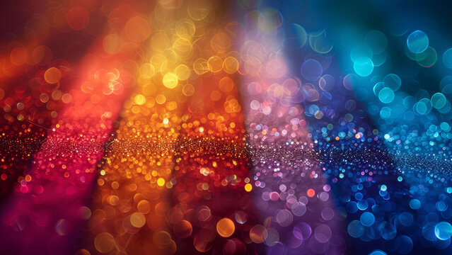 Vibrant carnival background with colorful bokeh lights, creating a festive and dynamic atmosphere.