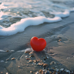 Wall Mural - heart on the beach