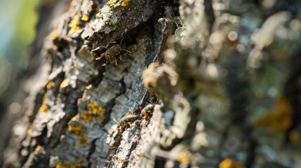 Sticker - Insects spotted on the small plum tree s bark