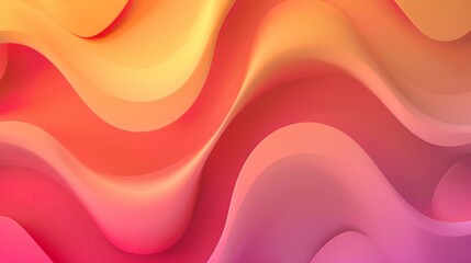 Wall Mural - 3D rendering. Soft pink and orange gradient waves. Abstract wavy shapes.