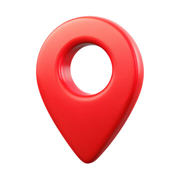 Red geolocation 3d render sign.