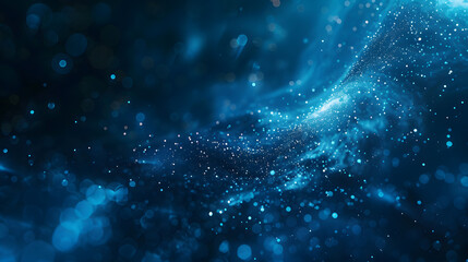 Wall Mural - abstract blue wave of digital particles background with glowing dots and lines, in the style of futu