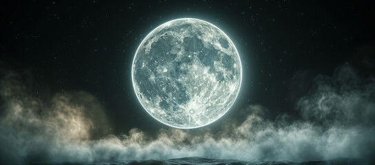 Wall Mural - realistic full moon, moon background / full moon in space