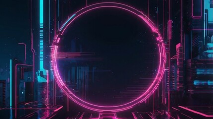 Poster - a dark, retro-futuristic cyberpunk abstraction background combines elements of cosmos, synthwave, va