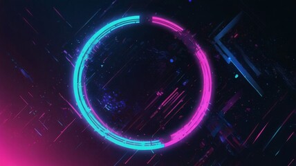 Poster - a dark, retro-futuristic cyberpunk abstraction background combines elements of cosmos, synthwave, va