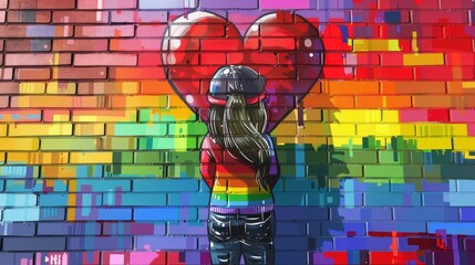 Wall Mural - Vibrant LGBTQ+ Pride Clip Art Bundle in Street Art Style | Colorful Lego Material for Pride Month | Celebration of Love and Diversity