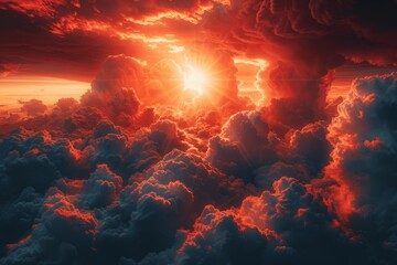 Wall Mural - Red Sky Cloudscape At Sunset