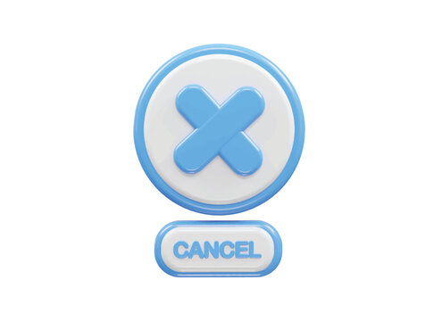 Cancel icon 3d rendering rejected icon illustration element