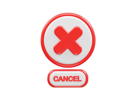 Cancel icon 3d rendering rejected icon illustration element