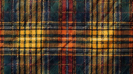 a beautiful tartan plaid pattern in shades of brown, orange, yellow, and black.