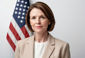 portrait of American women senator, isolated white background
