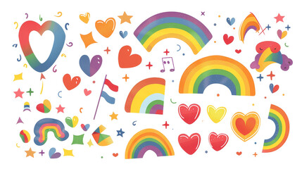 Wall Mural - Vibrant LGBTQ+ Clip Art Bundle for Pride Month Celebration with Clipping Path for Easy Use