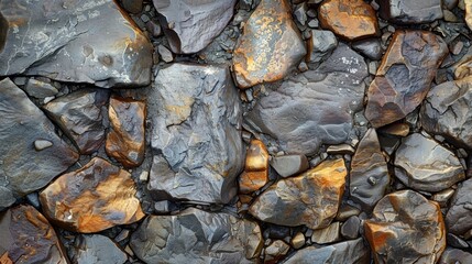 Wall Mural - a network of loose rocks their surfaces weathered and rough from years of being split apart by frost
