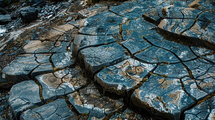 Wall Mural - the ground is covered in intricate patterns as if a giant puzzle was frozen in time by petrification