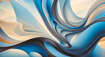 Poster - Abstract Blue and Beige Swirling Pattern