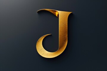Poster - A simple yet elegant design featuring a golden letter J on a black background, perfect for use in various creative projects