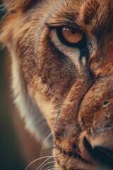 Aufkleber - Close-up shot of a lion's face with a blurred background