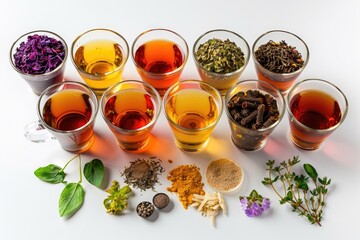 Aufkleber - A collection of cups filled with various teas