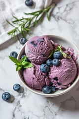 Aufkleber - A colorful bowl filled with fresh blueberries and creamy ice cream, perfect for a sweet treat or dessert
