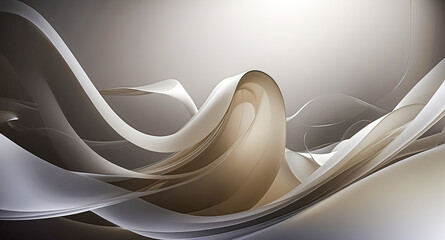 Wall Mural - Abstract Beige and White Curved Shapes Background