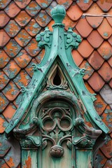 Aufkleber - Close-up of a green door with a metal doorknob and a frame, likely part of a residential or commercial building