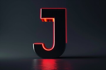 Wall Mural - A neon sign featuring the letter 'j' lit up with red lights in a city or urban setting