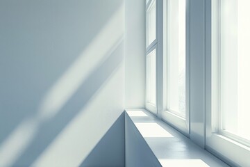Poster - A window sill in a bright and airy white room, with sunlight streaming in