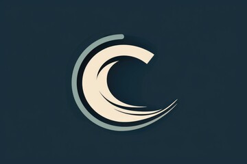Poster - A simple blue and white logo on a dark background
