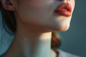 Aufkleber - A close-up shot of a woman's face with her eyes closed, suitable for use in various contexts such as beauty, emotion, or contemplation
